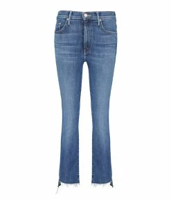 MOTHER Jean Insider Crop Step Fray Jean Denim Bleu Girl Crush