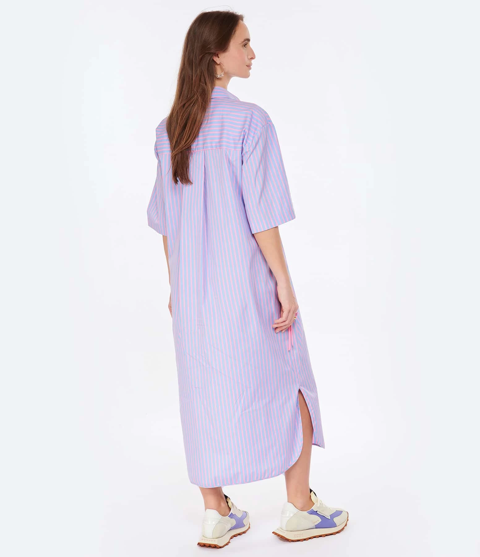 MSGM Robe Coton Bleu Rayures – Image 4