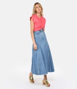 MSGM Jupe Coton Bleu 9 MSGM Jupe Coton Bleu -Boutique de vente ZIMMERMANN msgm3 look20230111 456 1