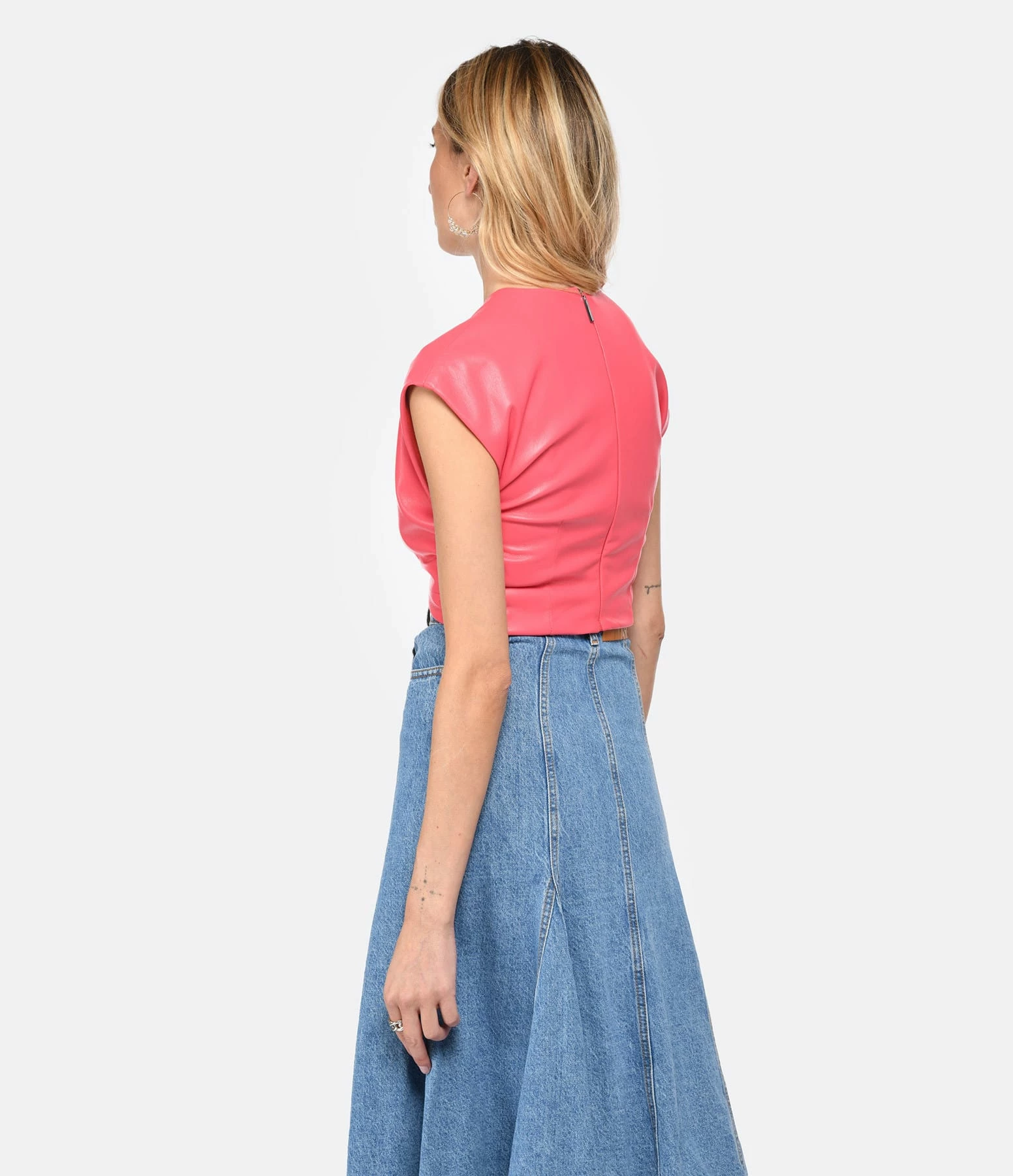 MSGM Top Rose Vif Simili Cuir – Image 4