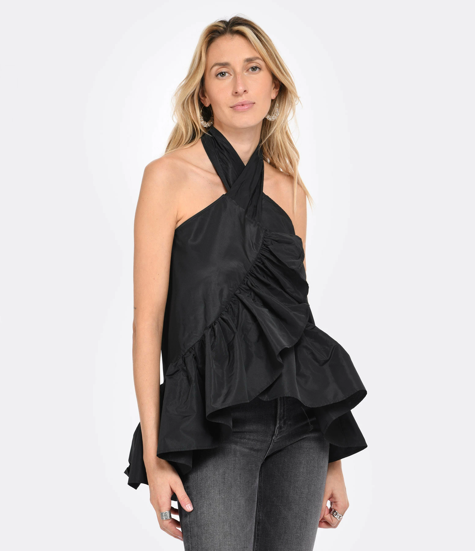 MSGM Top Noir à Nouer 4 MSGM Top Noir à Nouer – Image 2
