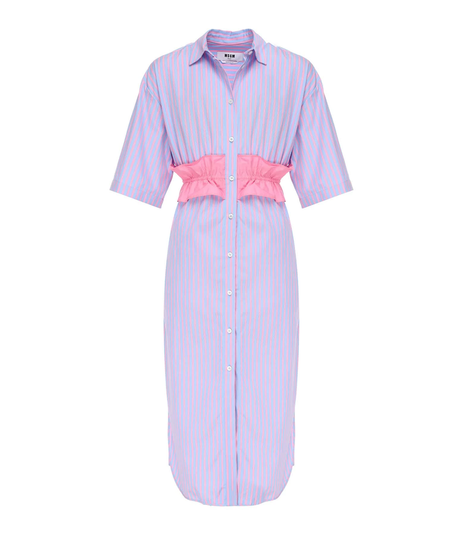 MSGM Robe Coton Bleu Rayures