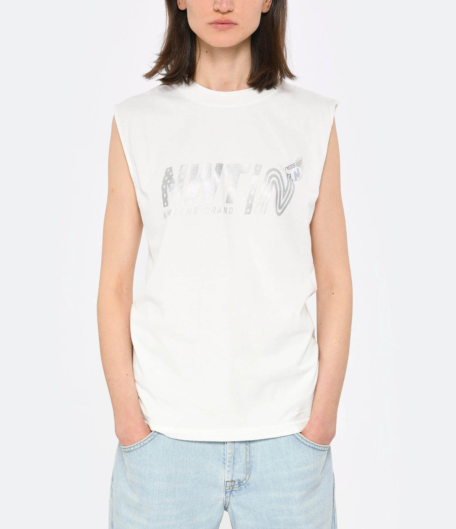 NEWTONE Tee-shirt Biker Official Coton Dirty White – Image 2