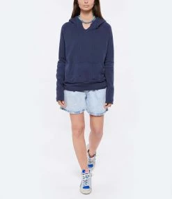 NILI LOTAN Sweatshirt Hoodie Janie Coton Bleu Marine -Boutique de vente ZIMMERMANN nilil look20220412 422