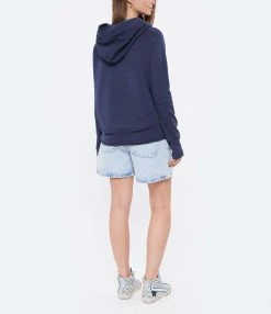 NILI LOTAN Sweatshirt Hoodie Janie Coton Bleu Marine -Boutique de vente ZIMMERMANN nilil look20220412 424