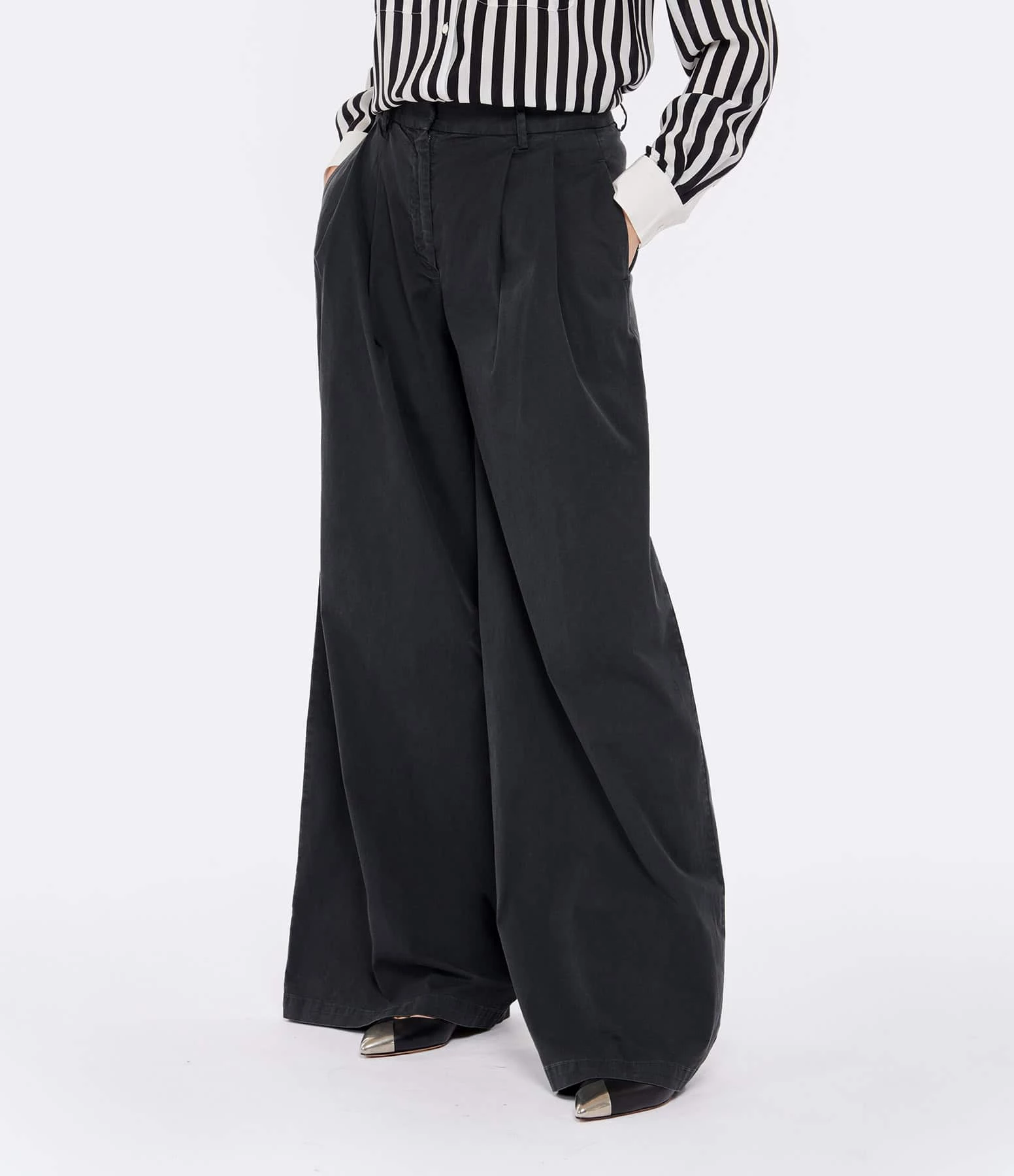 NILI LOTAN Pantalon Dillon Coton Charbon – Image 4