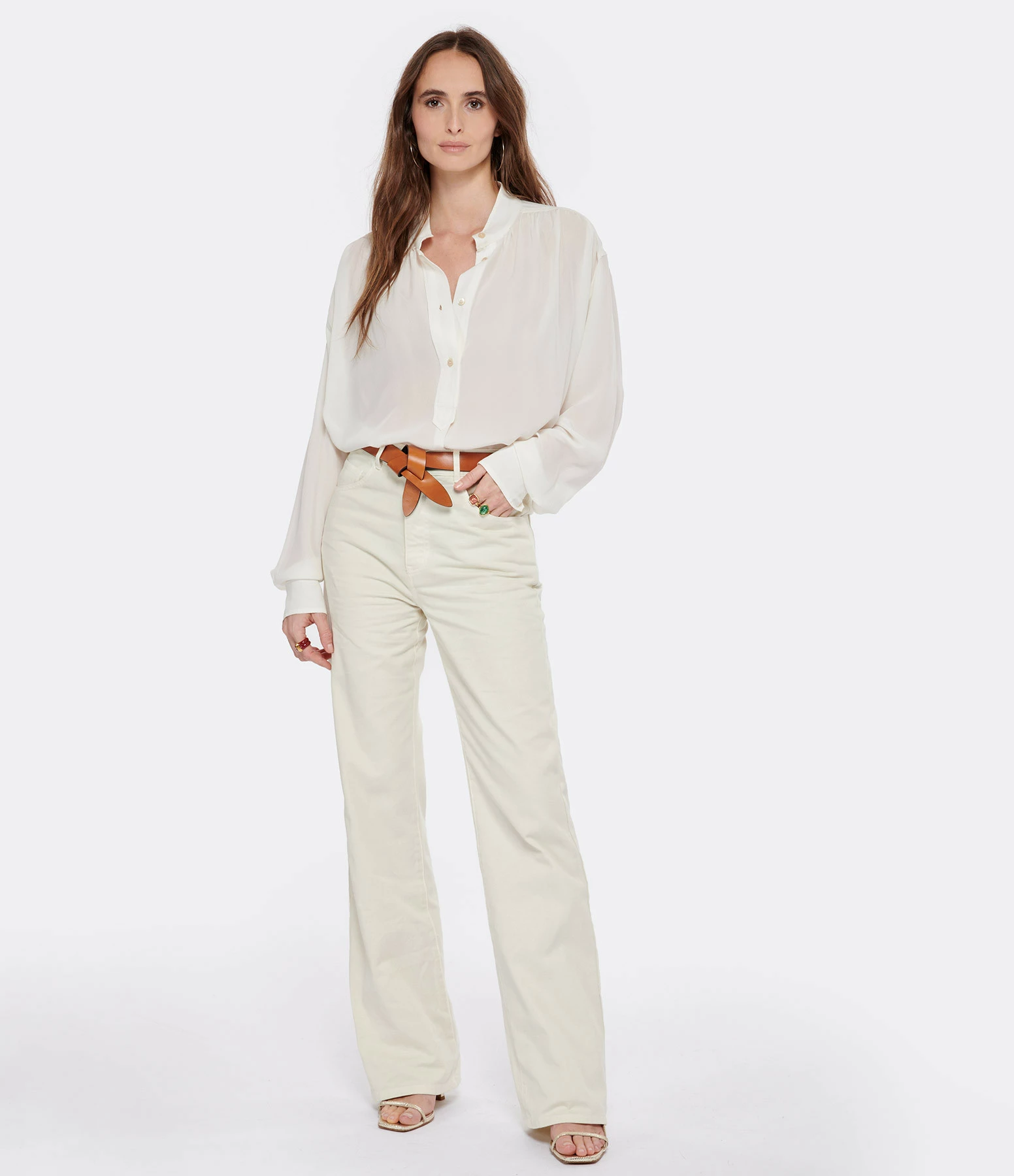 NILI LOTAN Pantalon Mitchell Coton Ecru – Image 6