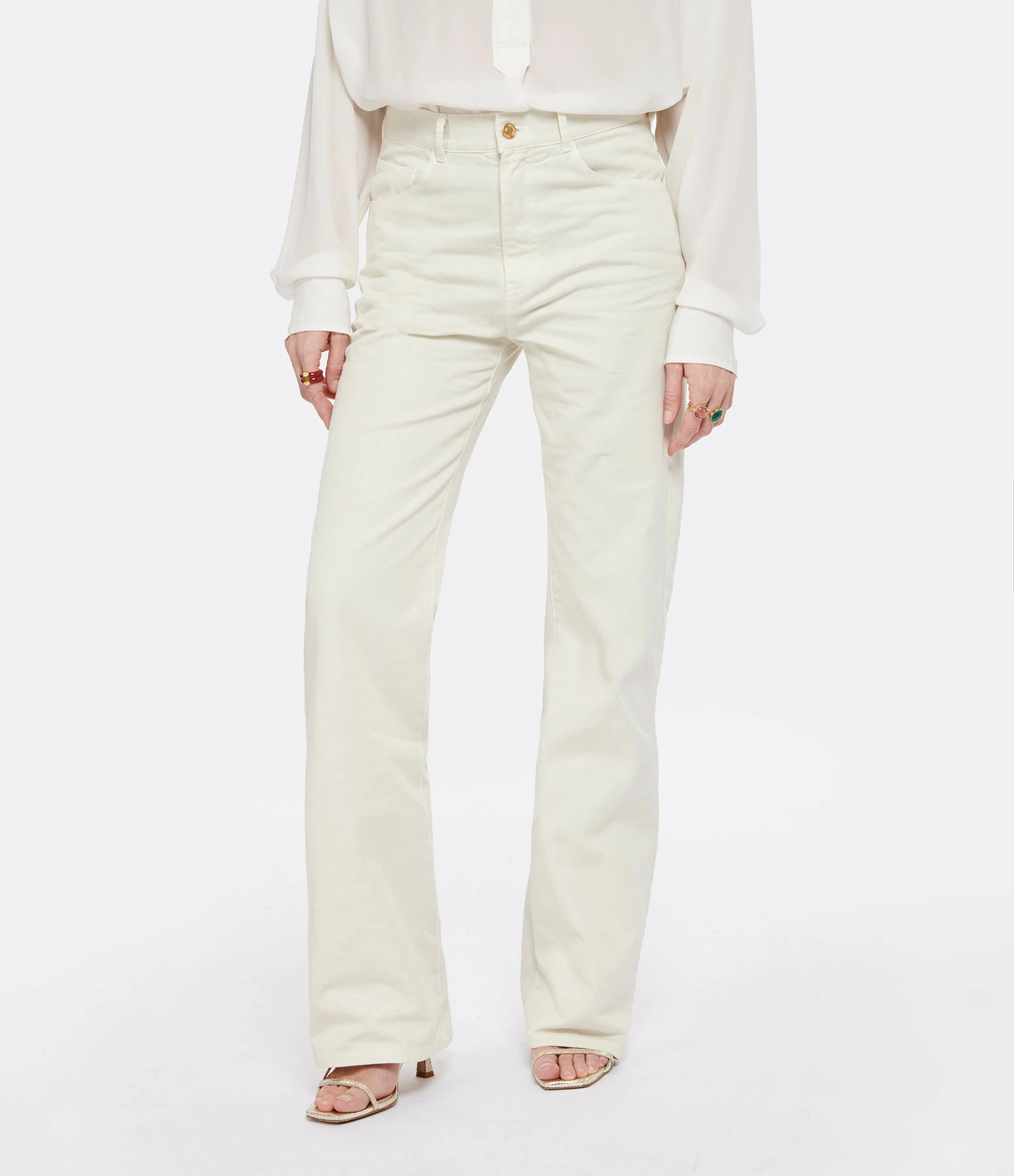 NILI LOTAN Pantalon Mitchell Coton Ecru – Image 5