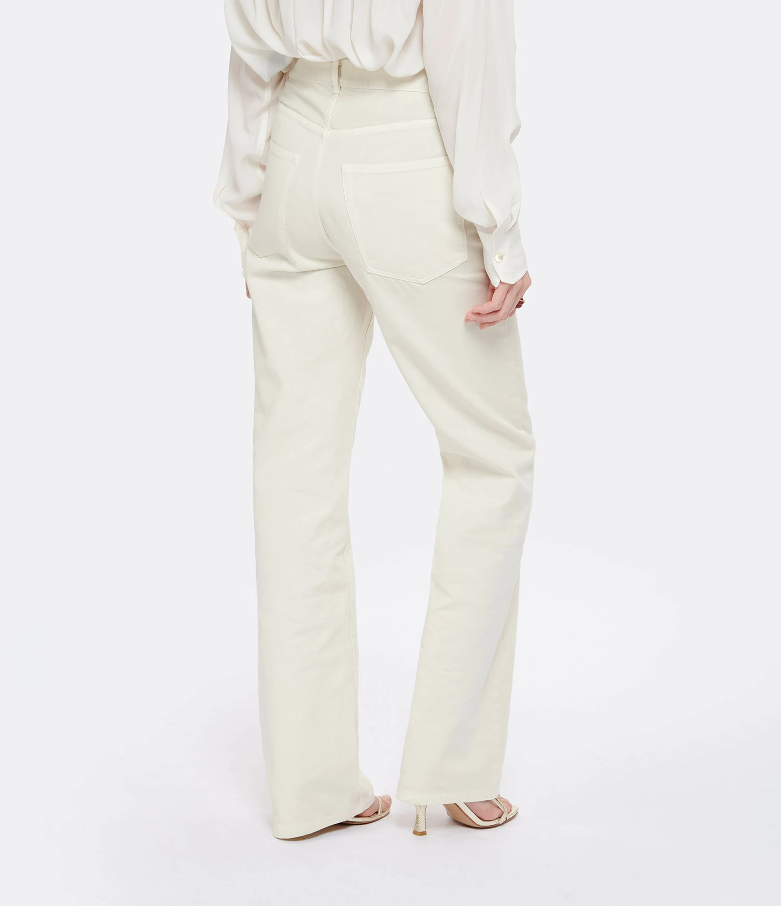 NILI LOTAN Pantalon Mitchell Coton Ecru – Image 4