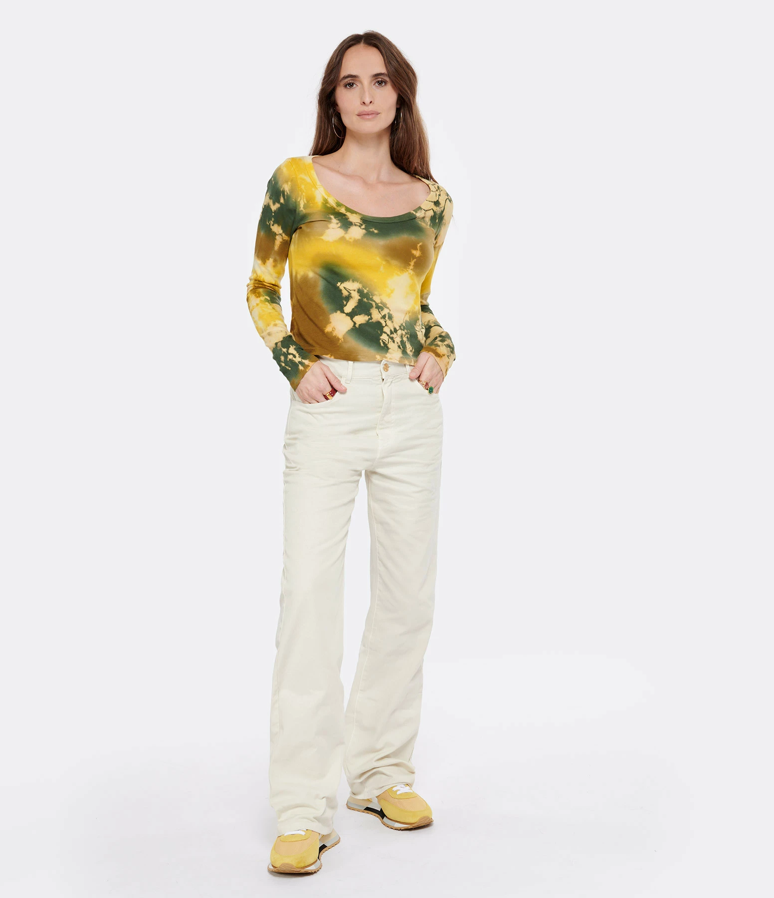 NILI LOTAN Pantalon Mitchell Coton Ecru – Image 3