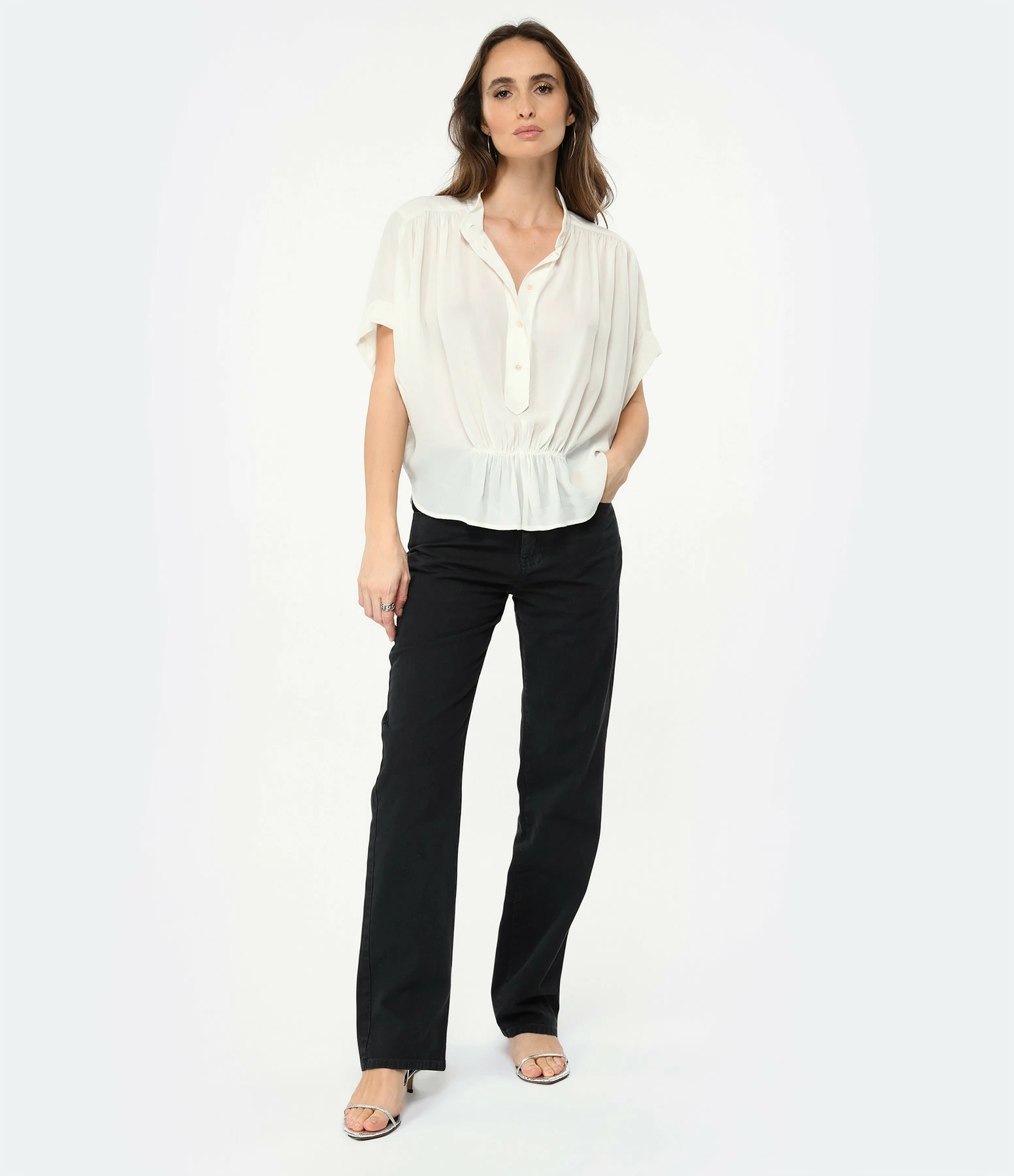 NILI LOTAN Pantalon Smith Coton Charbon – Image 3