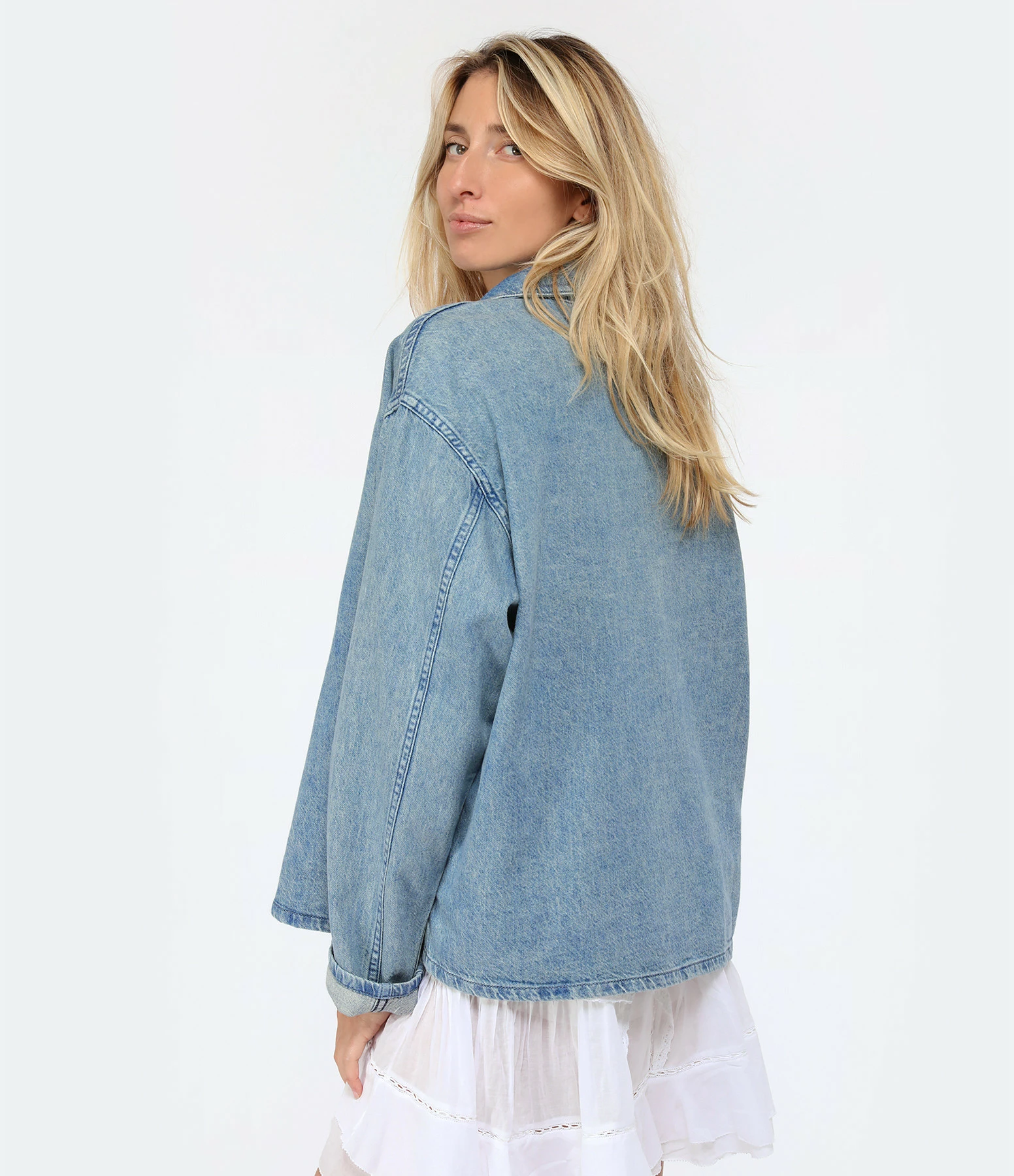 NILI LOTAN Blouse Harper Denim Bleu Délavé – Image 4