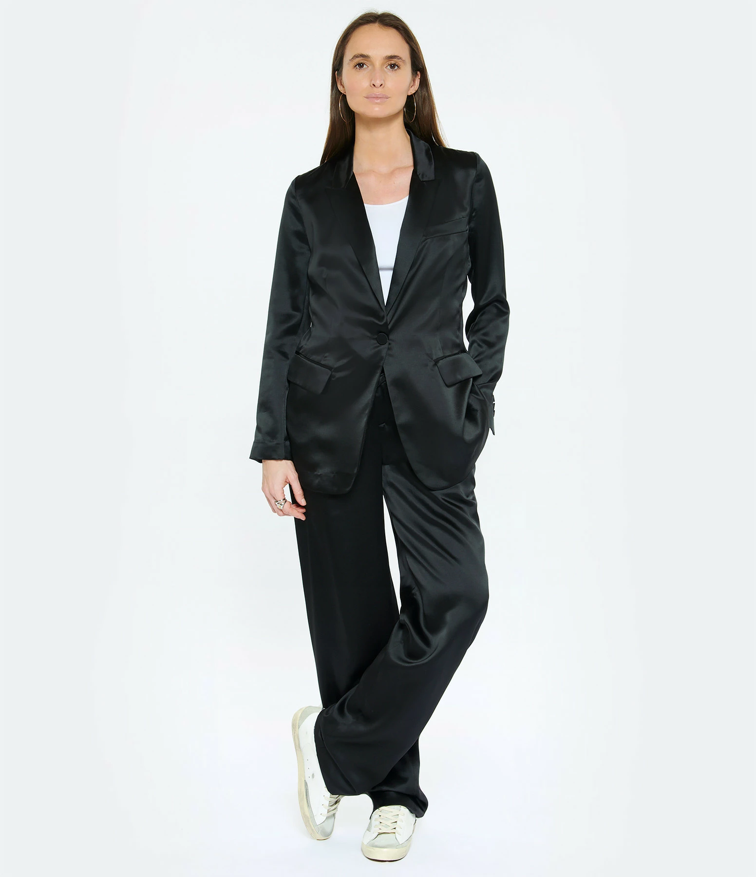 NILI LOTAN Pantalon Plissé Etienne Soie Noir – Image 6