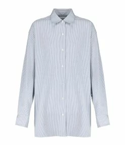 NILI LOTAN Chemise Yorke Coton Rayures Marine Blanc