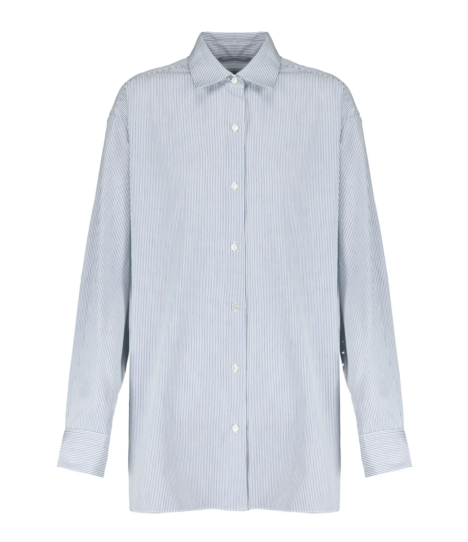 NILI LOTAN Chemise Yorke Coton Rayures Marine Blanc