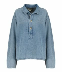 NILI LOTAN Blouse Harper Denim Bleu Délavé