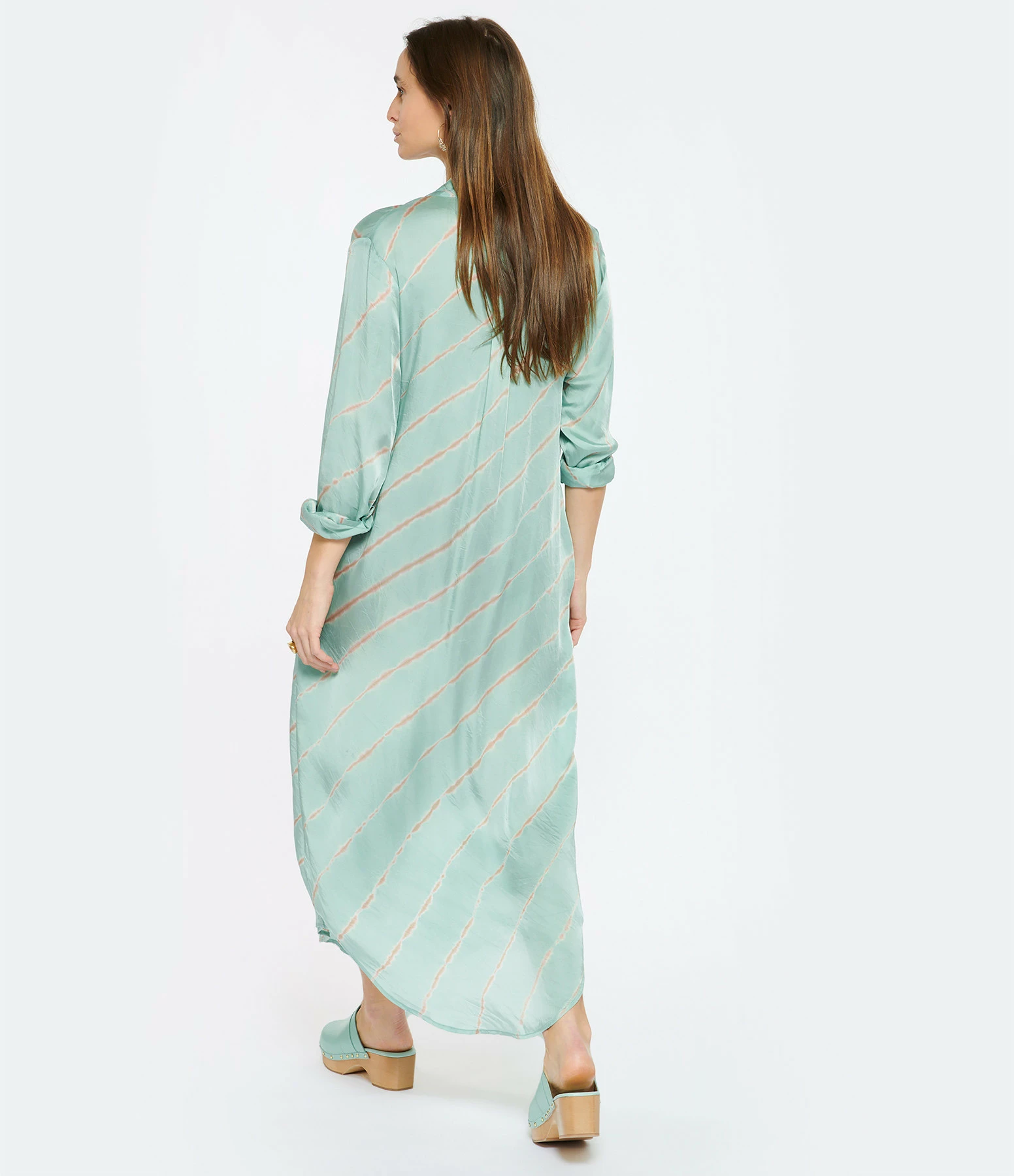 NOUS Robe Katrien Diagonal Rayures Bleu Aqua 6 NOUS Robe Katrien Diagonal Rayures Bleu Aqua – Image 4