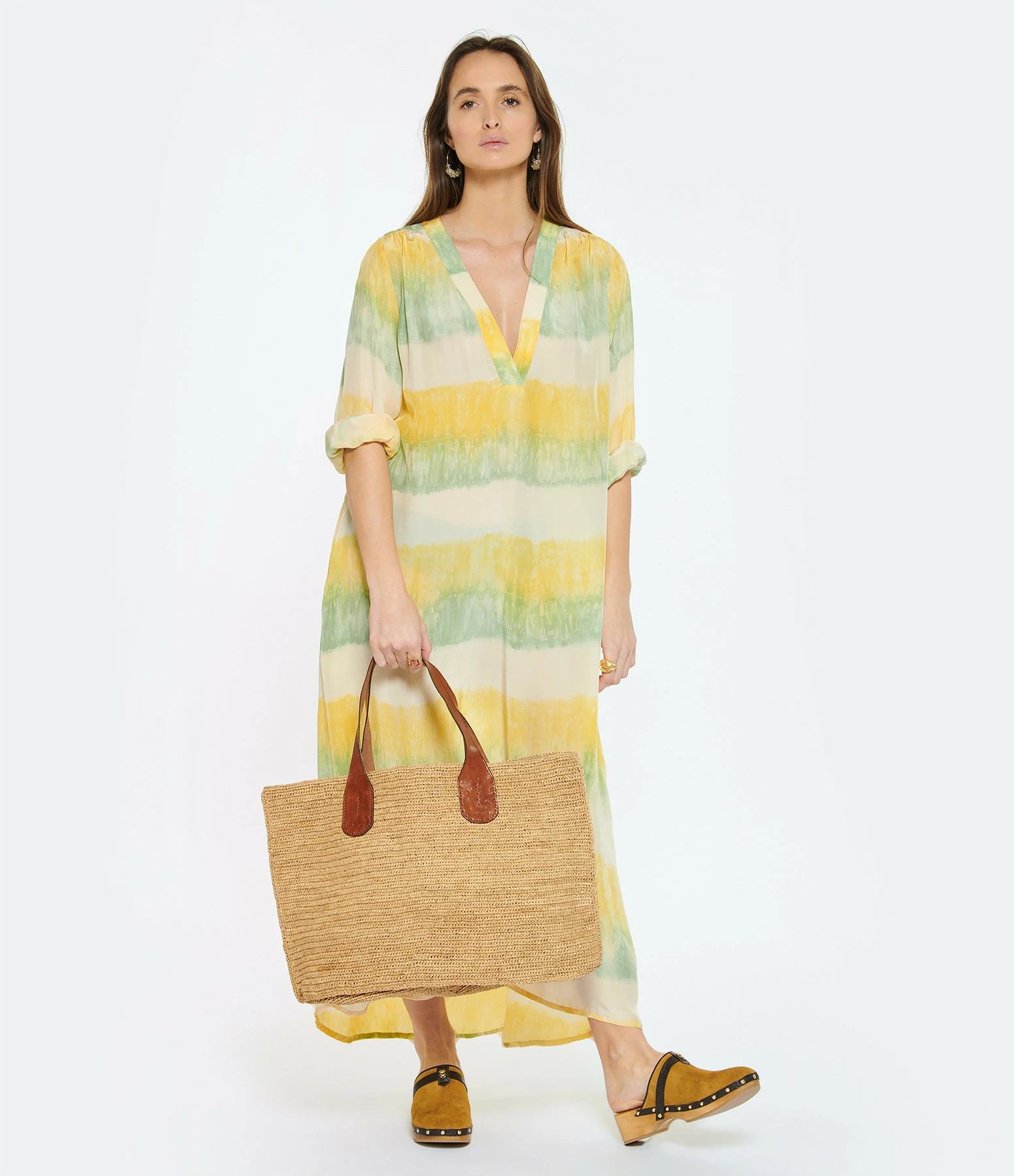 NOUS Robe Erika Rayures Soie Cactus – Image 3