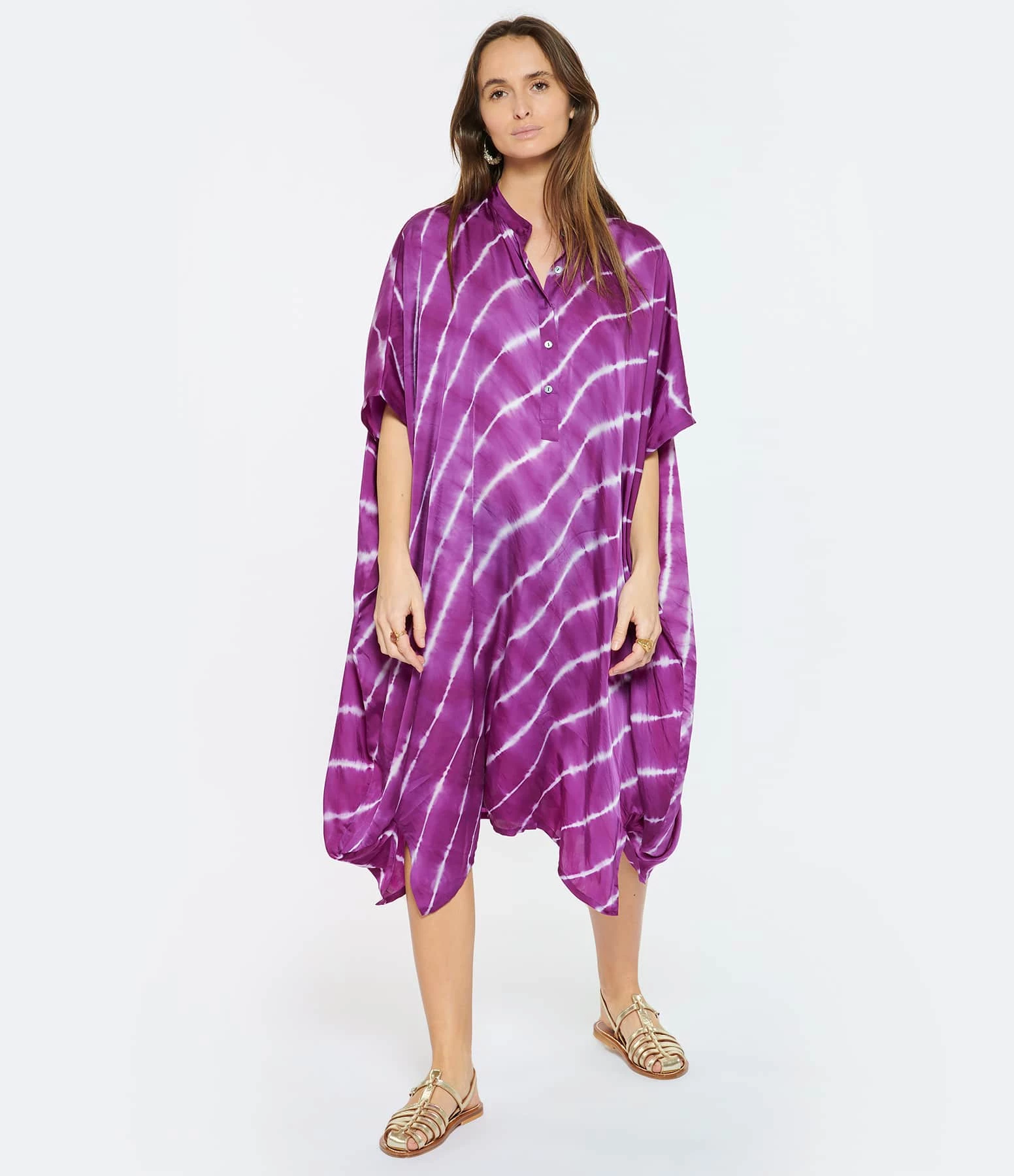NOUS Robe Kaftan Sam Rayures Violet – Image 3
