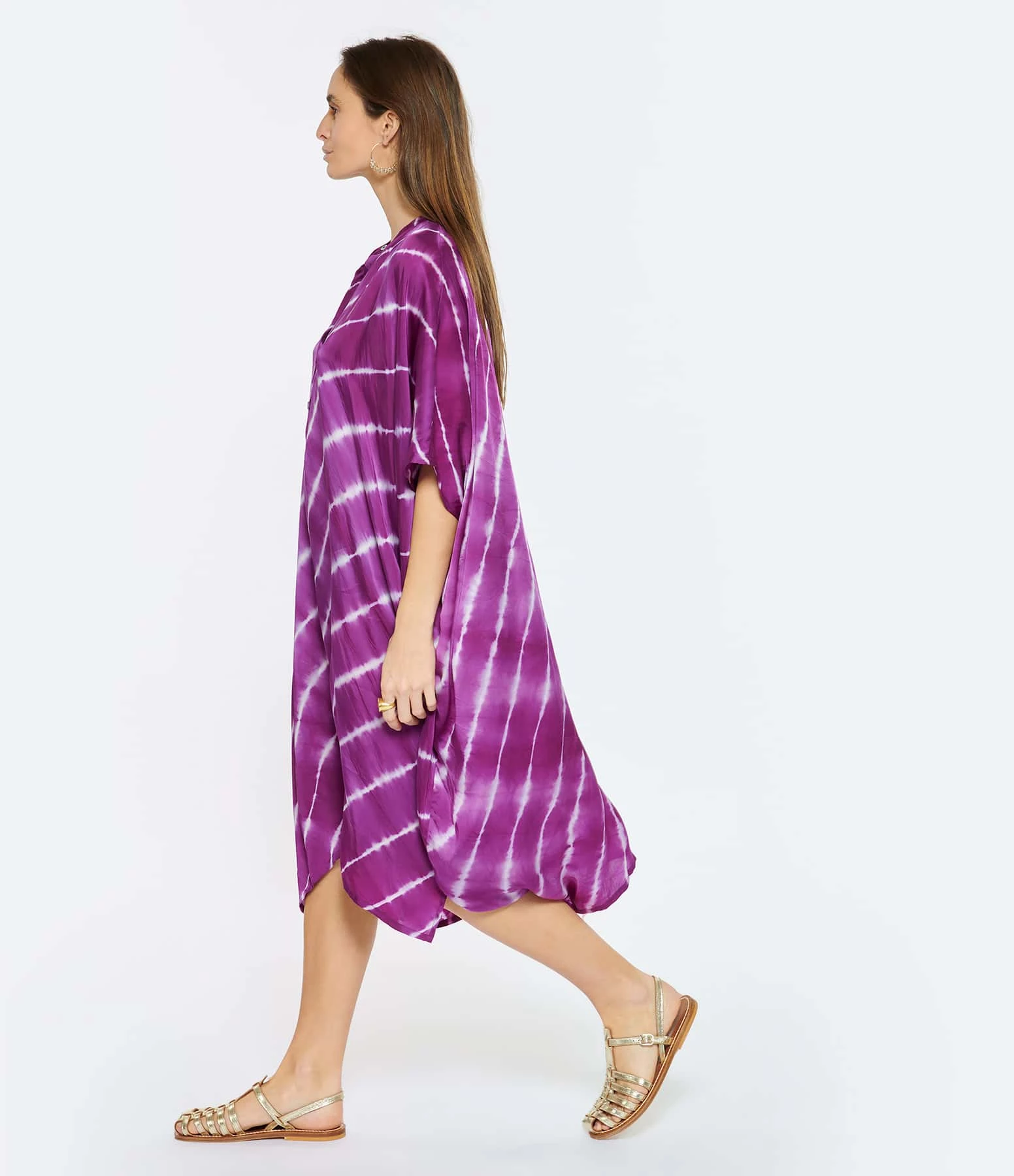 NOUS Robe Kaftan Sam Rayures Violet – Image 4