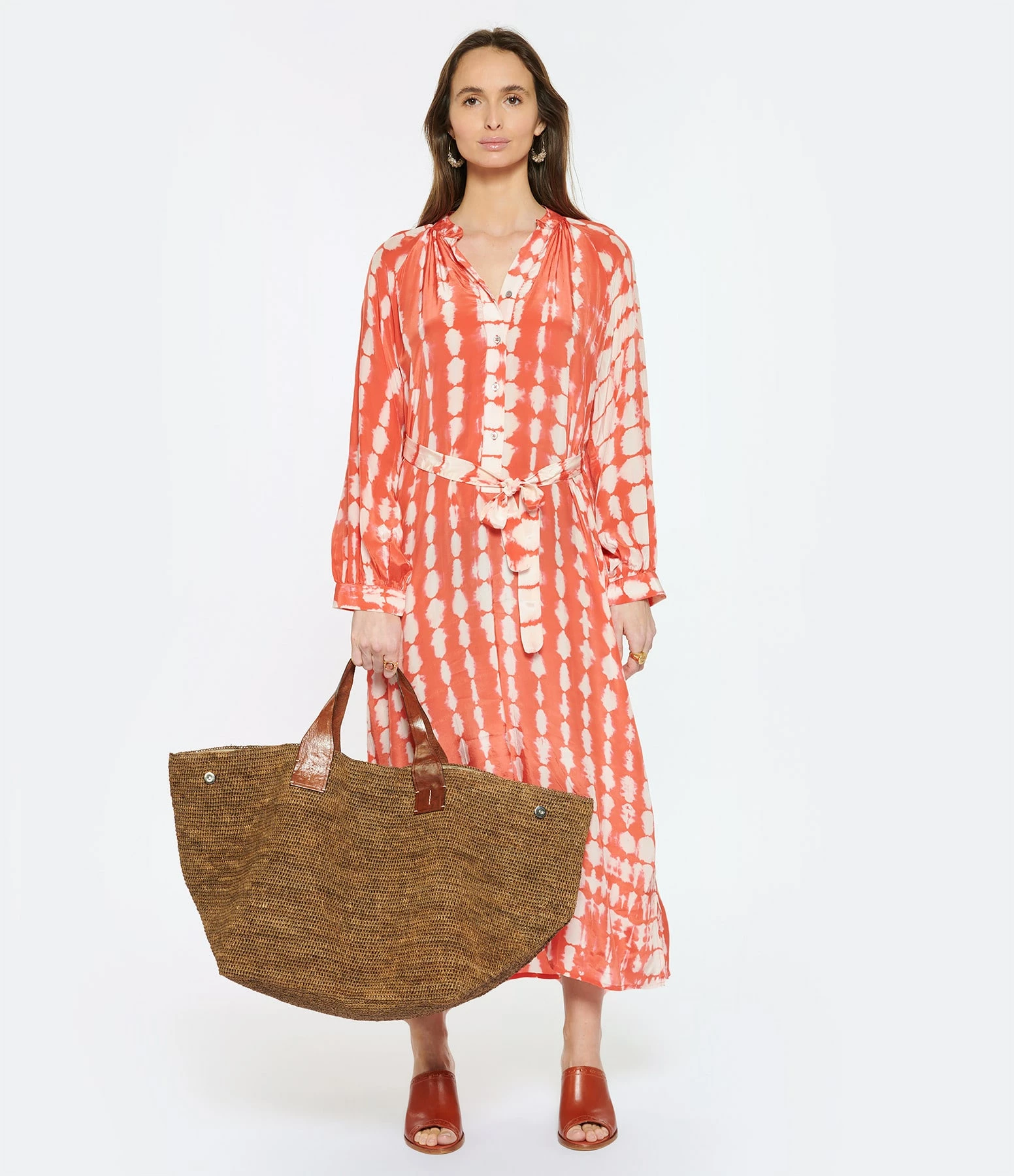 NOUS Robe Nicole Diamonds Soie Papaye – Image 3