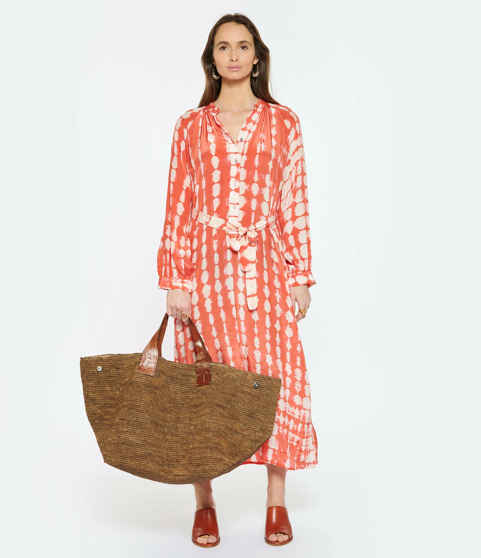 NOUS Robe Nicole Diamonds Soie Papaye – Image 3