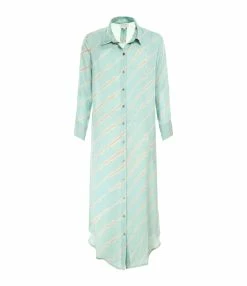 NOUS Robe Katrien Diagonal Rayures Bleu Aqua