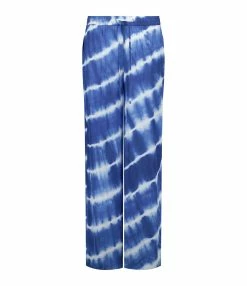 NOUS Pantalon Molly Soie Rayures Bleu Marine