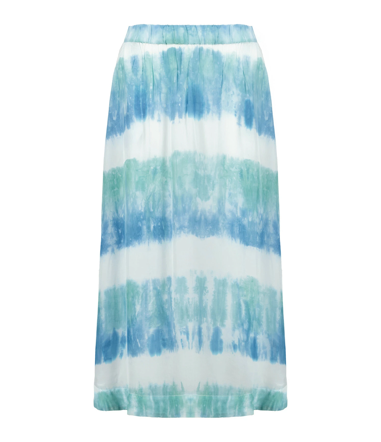 NOUS Jupe Alice Soie Rayures Bleu Aqua