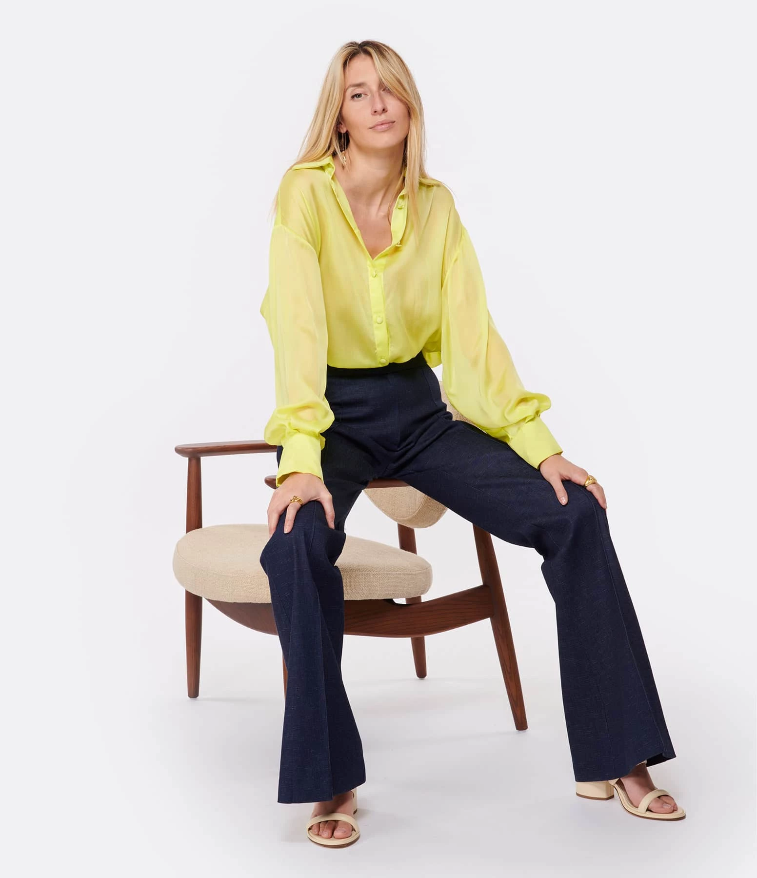 OUD Top Kristen Mousseline Soie Jaune Fluo – Image 3