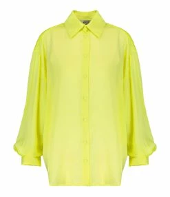 OUD Top Kristen Mousseline Soie Jaune Fluo