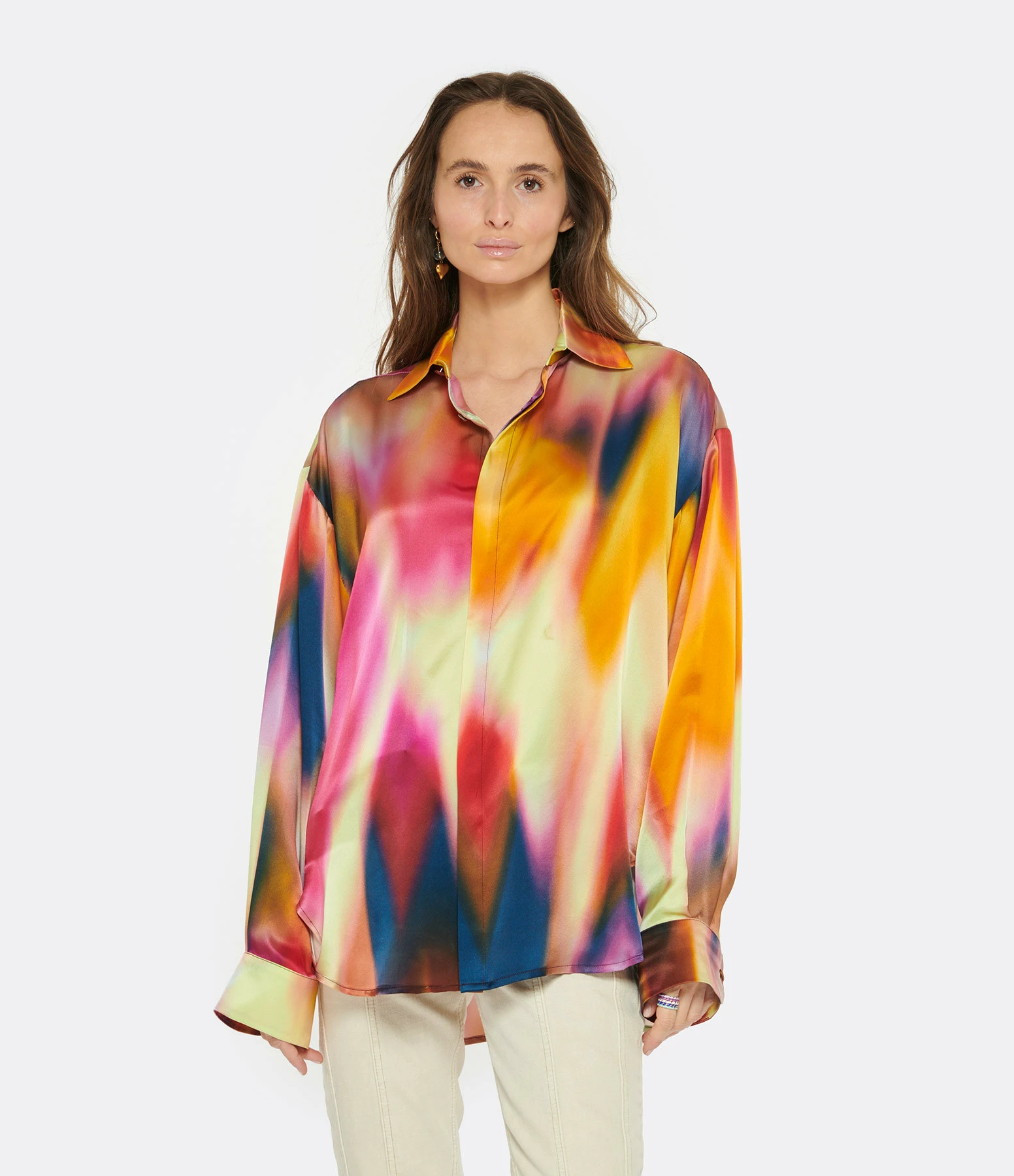 OUD Chemise Pippa Tie And Dye Soie Orange – Image 3