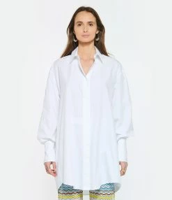 PATOU Robe Chemise Courte Coton Blanc Perle 13 PATOU Robe Chemise Courte Coton Blanc Perle -Boutique de vente ZIMMERMANN patou look20230124 231 1