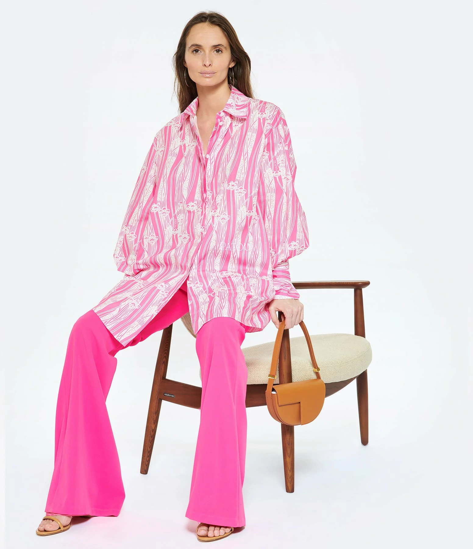 PATOU Robe Chemise Courte Coton Rose Art Déco – Image 7