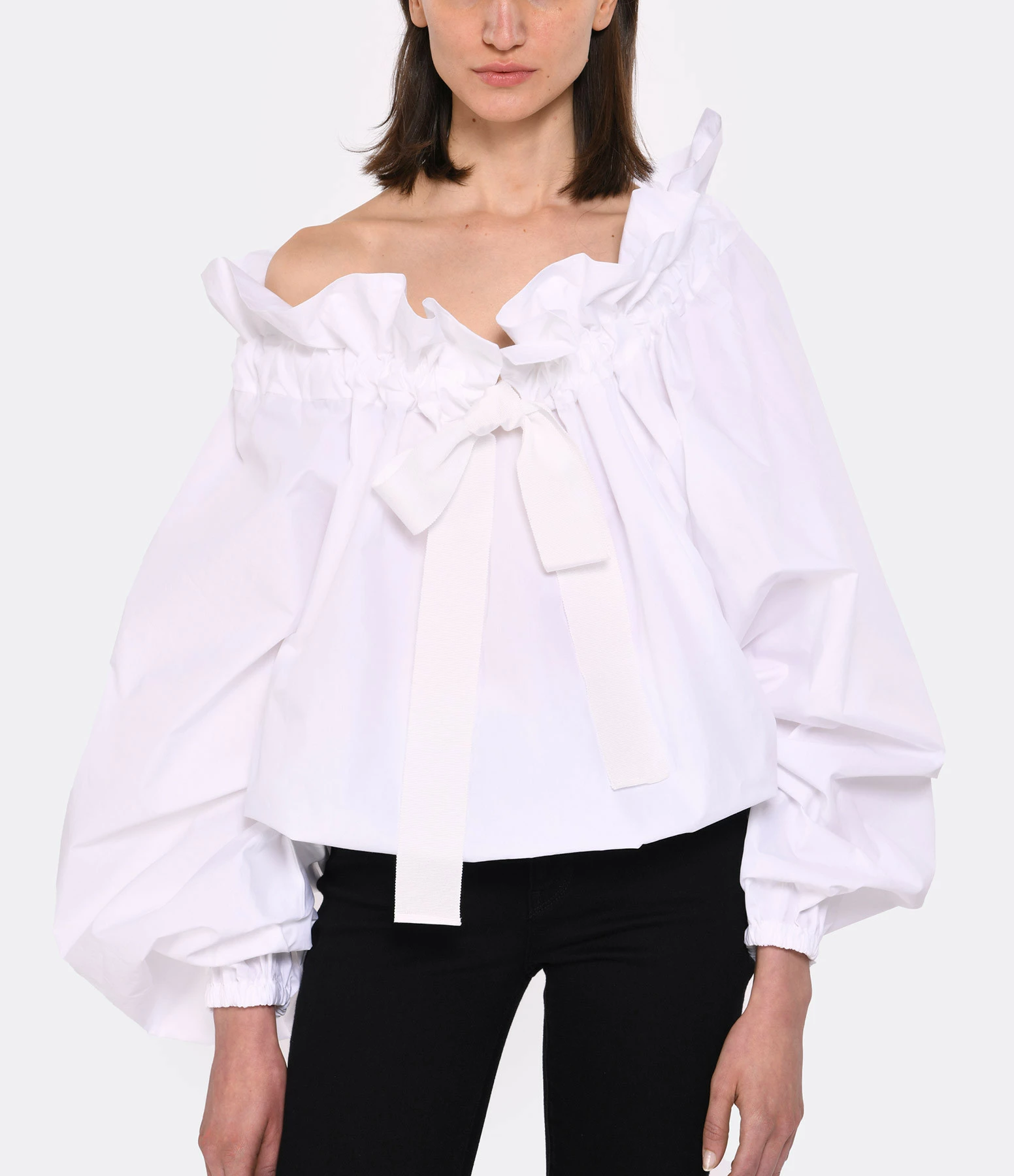 PATOU Blouse Manches Ballon Coton Blanc – Image 3