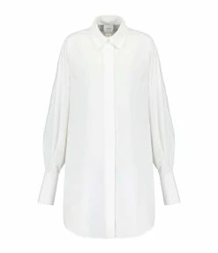 PATOU Robe Chemise Courte Coton Blanc Perle
