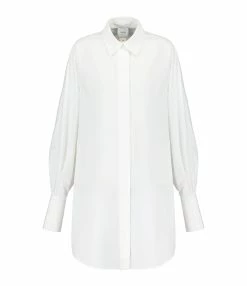 PATOU Robe Chemise Courte Coton Blanc Perle