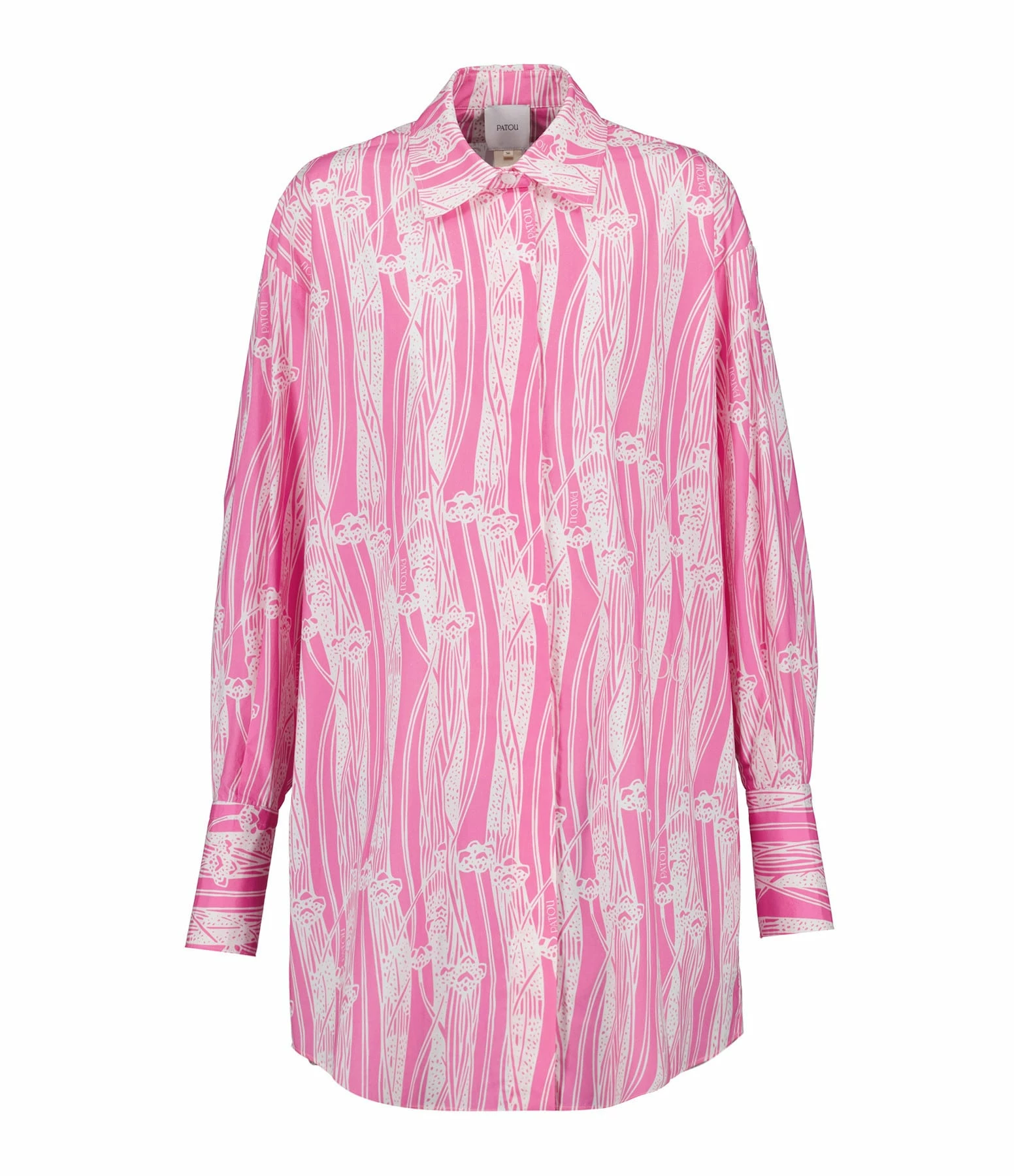 PATOU Robe Chemise Courte Coton Rose Art Déco