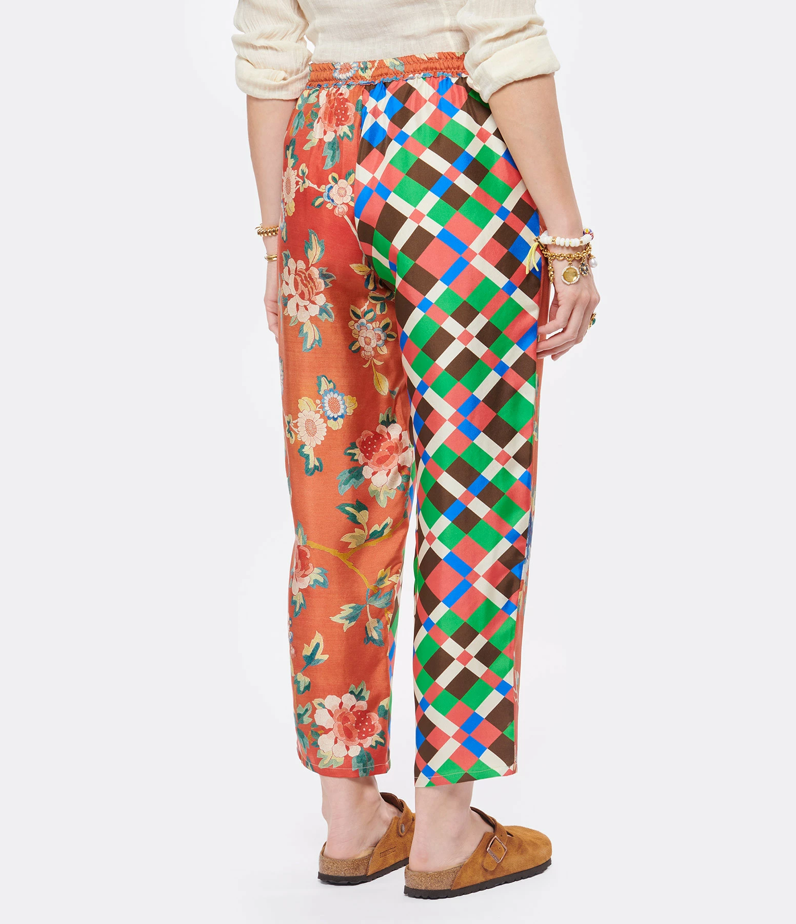 PIERRE-LOUIS MASCIA Pantalon Aloe Soie Imprimé Rouge Vert – Image 4