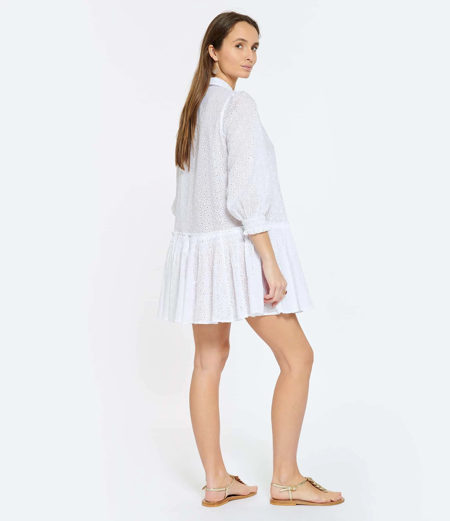 Poupette St Barth Robe Courte Tesorino Coton Brodé Blanc – Image 4