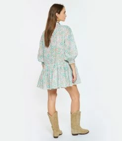 Poupette St Barth Robe Courte Tesorino Coton Brodé Turquoise -Boutique de vente ZIMMERMANN psbar look20230124 205