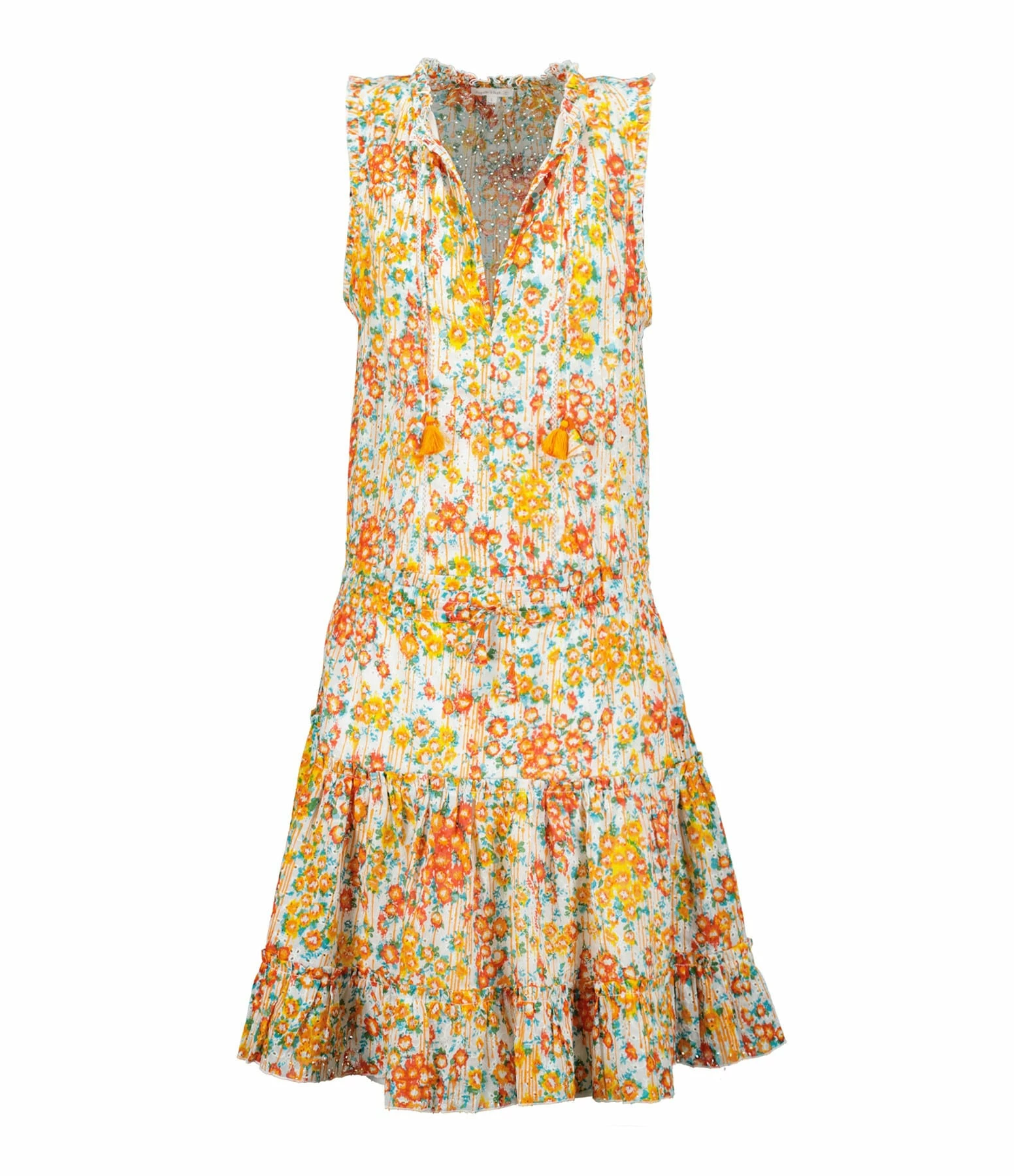 Poupette St Barth Robe Courte Clara Coton Brodé Orange