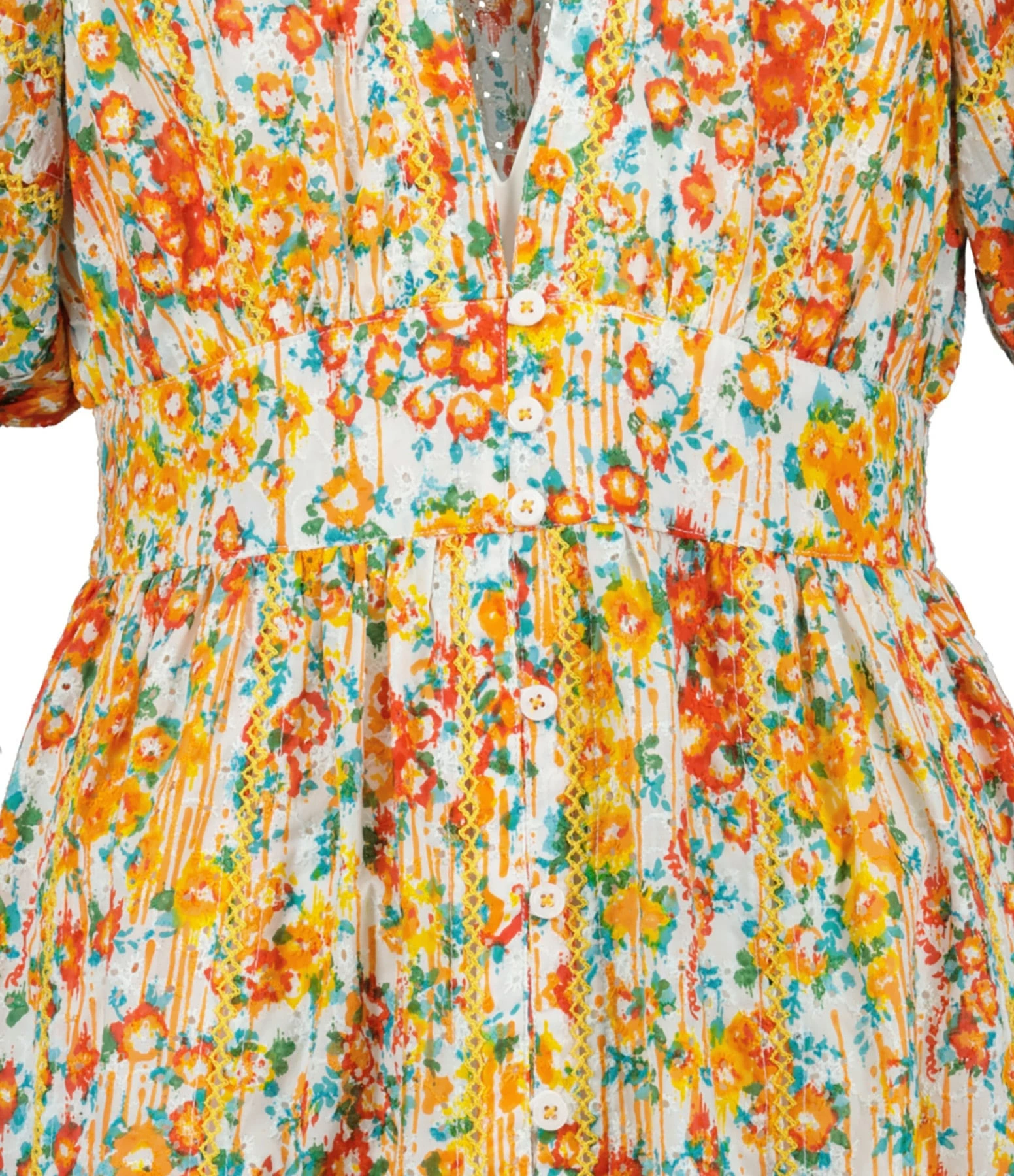 Poupette St Barth Robe Longue Reine Coton Brodé Orange – Image 2