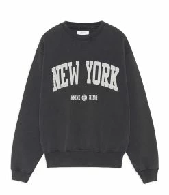 ANINE BING Sweatshirt Ramona NY Coton Organique Noir Délavé
