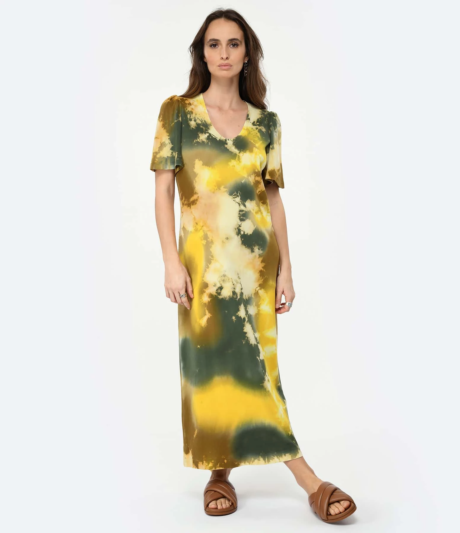 RAQUEL ALLEGRA Robe Longue New Flutter Jaune – Image 3