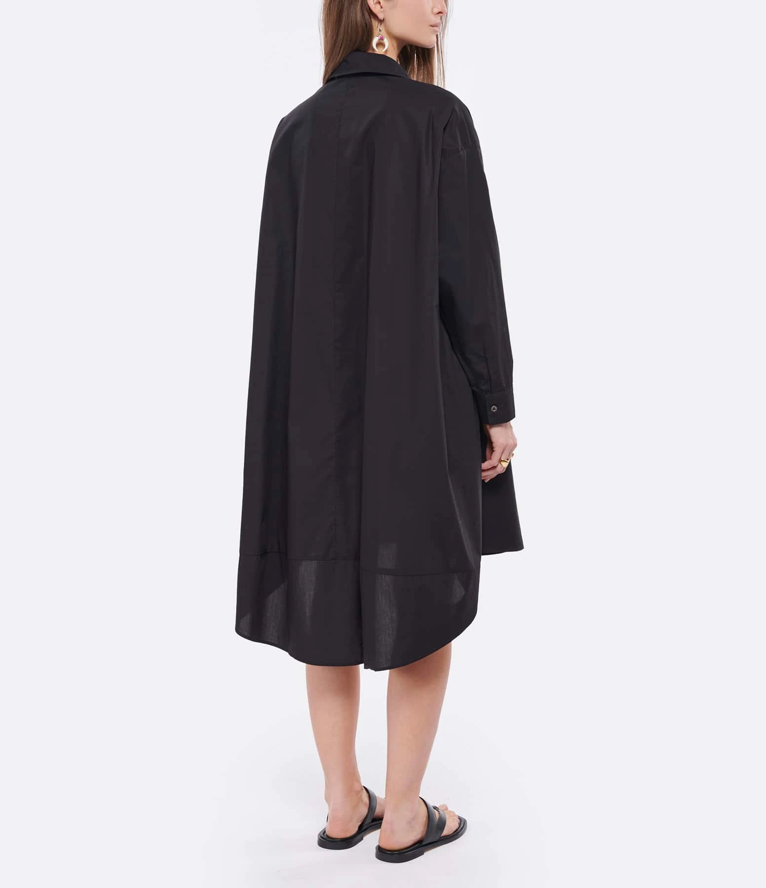 ROBERTO COLLINA Robe Chemise Coton Noir – Image 4