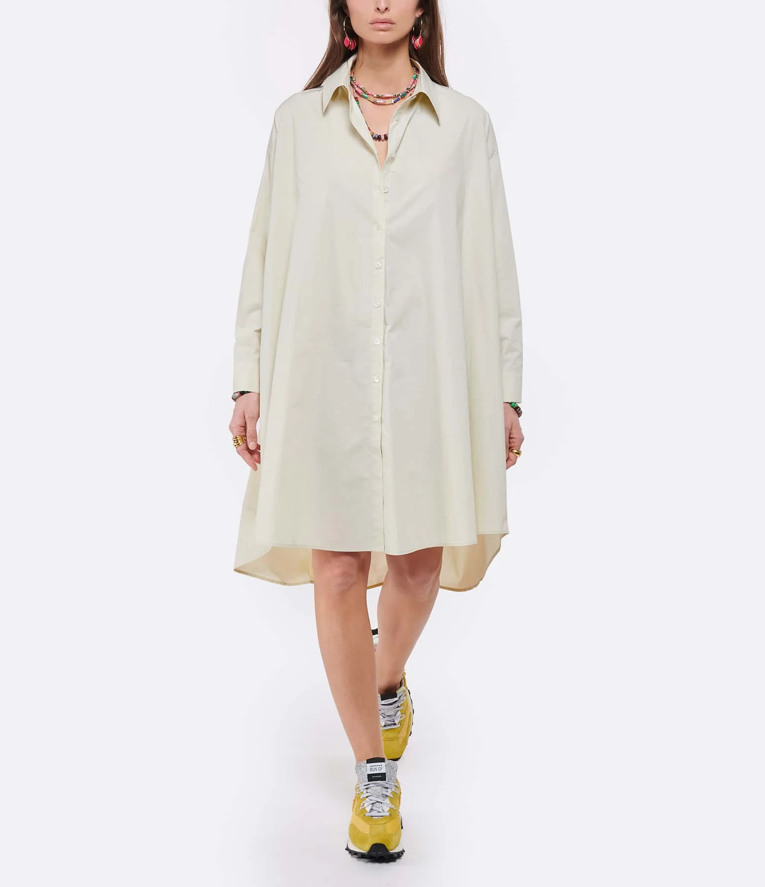 ROBERTO COLLINA Robe Chemise Coton Beige – Image 3