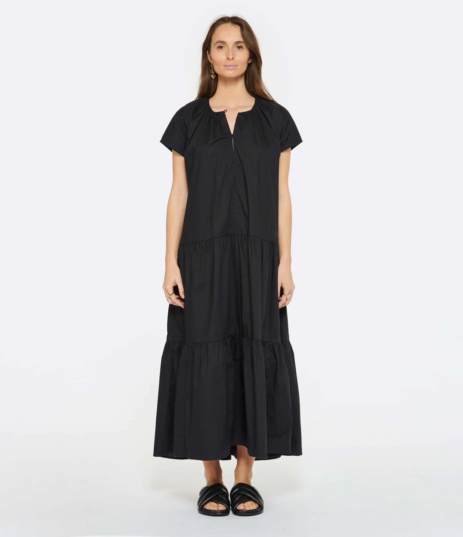 ROBERTO COLLINA Robe Volant Coton Noir – Image 3