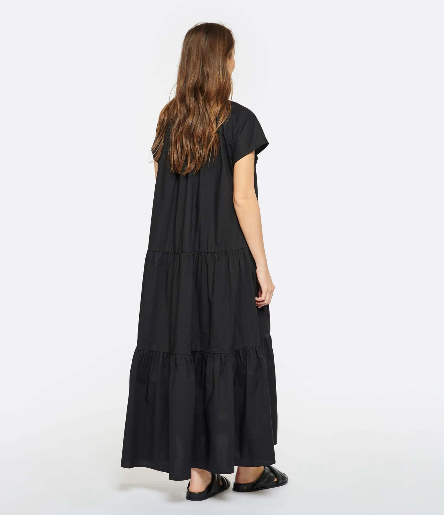 ROBERTO COLLINA Robe Volant Coton Noir – Image 4