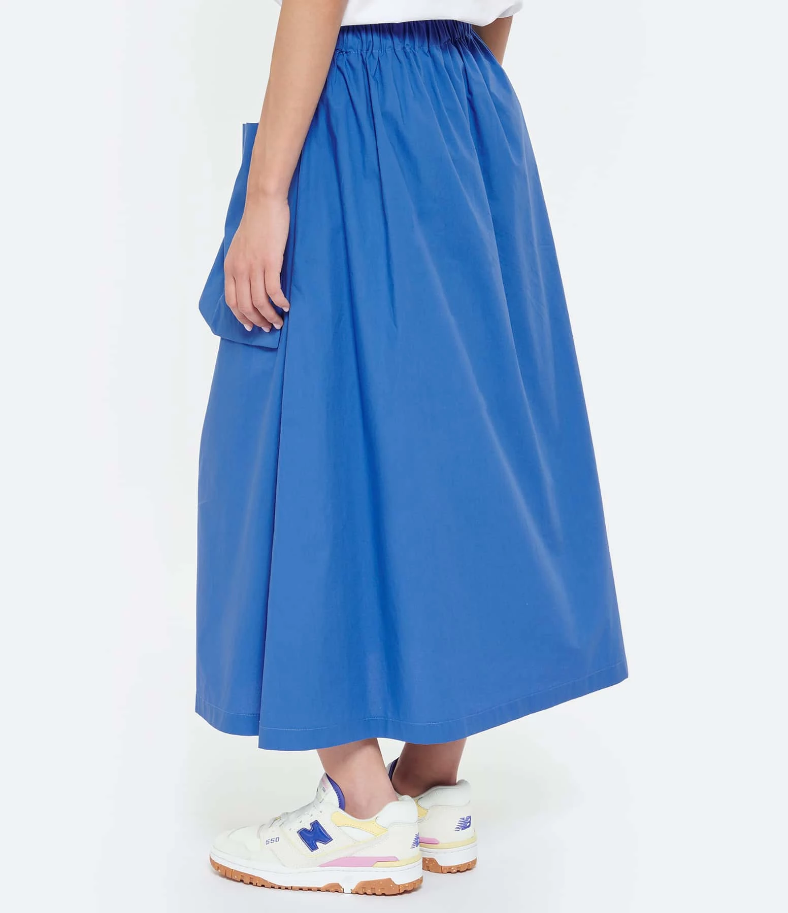 ROBERTO COLLINA Jupe Mi Longue Bleu Poches – Image 5